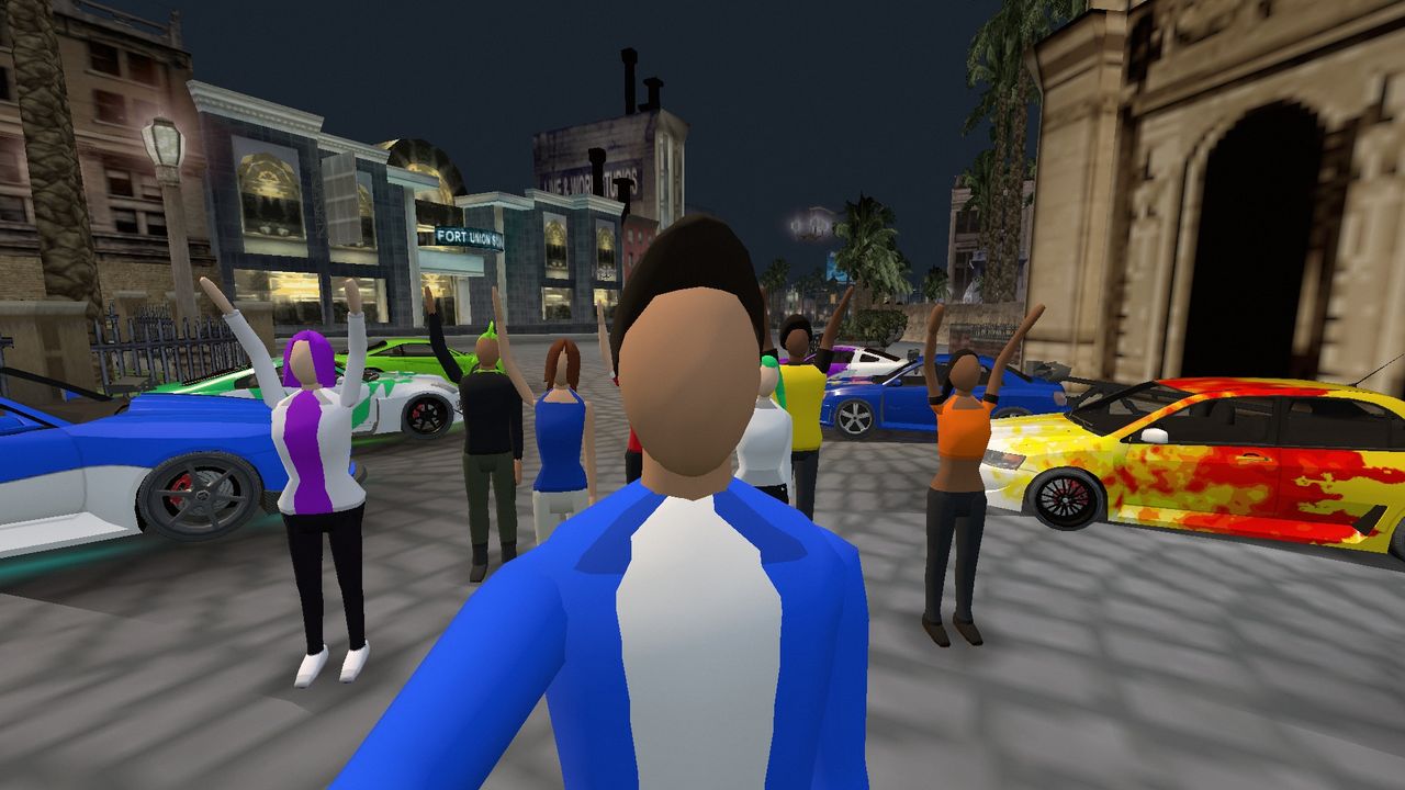 A selfie taken with the in-game phone's front camera at the meet